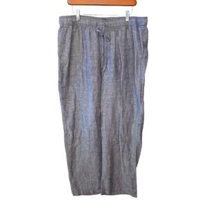 Jones & Co 100% Linen Baggy Wide Leg Pants XL Womens Blue Pull On Lagen Look